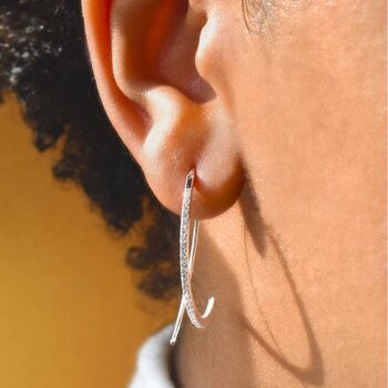 Gold Plated Silver White Topaz Wishbone Earrings, 3 of 6