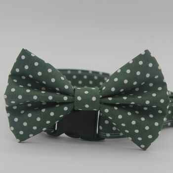 Dark Green Polkadot Dog Collar, 9 of 12