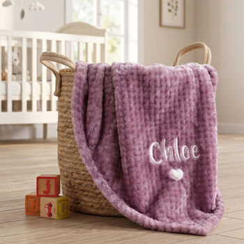 Personalised Dusty Pink Honeycomb Blanket For Baby, 2 of 8