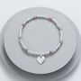 Silver Plated And Crystal Bracelet Hammered Heart Charm, thumbnail 1 of 2