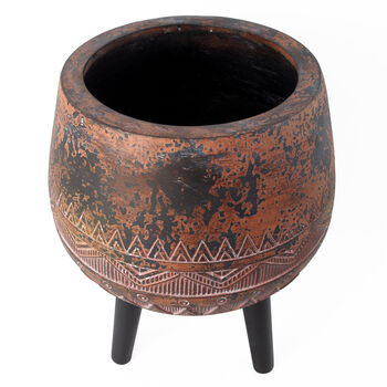 Large Composite Brown / Black Planter With Stand, 3 of 7