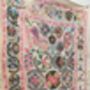Authentic Pink Hand Embroidered Suzani Bedspread Throw, thumbnail 3 of 3