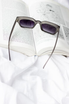 Matte Grey Blue Chunky Bevelled Square Sunglasses, 3 of 9