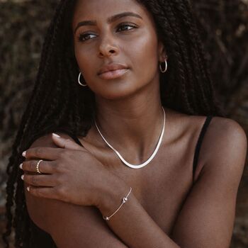 Sterling Silver Flat Triple Herringbone Chain Necklace – 16in To 18in, 3 of 8