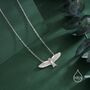 Flying Barn Owl Pendant Necklace In Sterling Silver, thumbnail 3 of 12