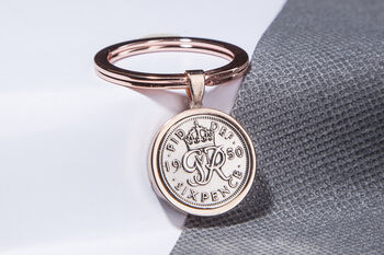 1950 75th Birthday Sixpence Coin Keyring Gift, 3 of 5