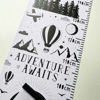 Personalised Monochrome Adventure Height Chart, 3 of 7