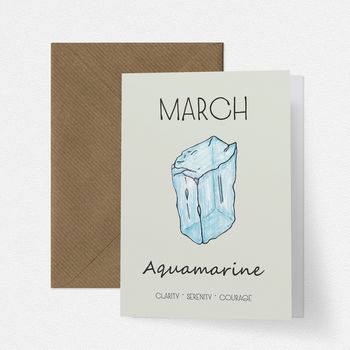 March Birthstone Aquamarine Illustration Birthday Card, 2 of 3
