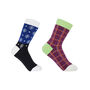 Snowflake Blue And Grid Purple Women's Socks Bundle, thumbnail 1 of 3