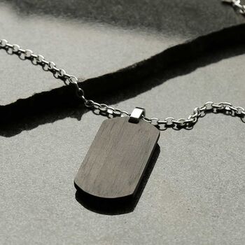Meteorite Carbon Fibre Curve Design Dog Tag Necklace, 3 of 6