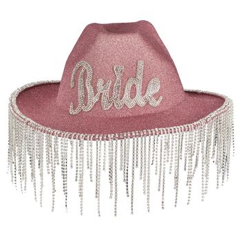 Pink Glitter Bride Cowgirl Hat, 3 of 3