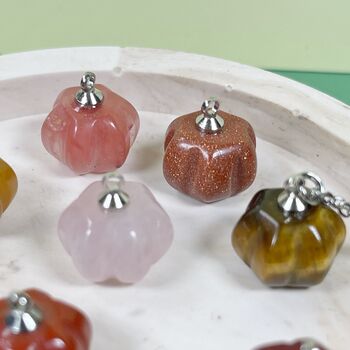 Pumpkin Gemstone Silver Necklace, 6 of 7