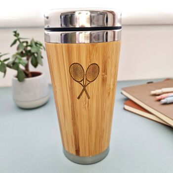 Personalised Wooden Tennis Travel Mug, Tennis Gift, 3 of 6
