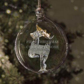 Personalised Glass Reindeer Bauble, 2 of 2