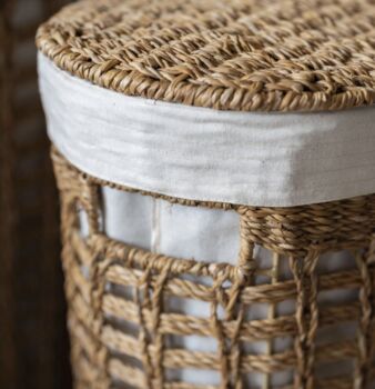 Bhodra Oval Seagrass Laundry Basket With Lid, 5 of 5
