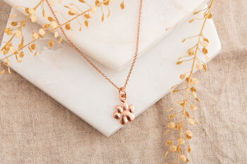 Rose Gold Plated Sterling Silver Paw Print Necklace, 2 of 5