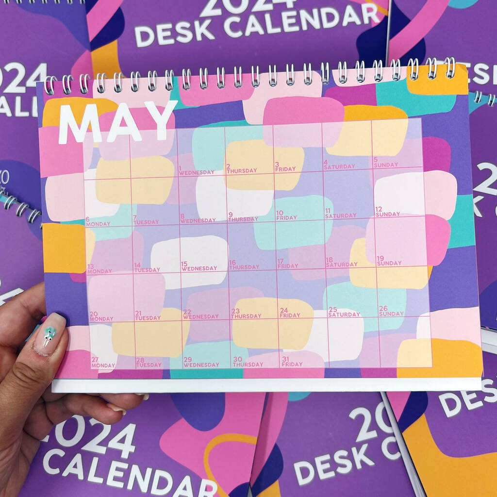 2024 Colourful Patterned A5 Desk Calendar By Xoxo Designs by Ruth