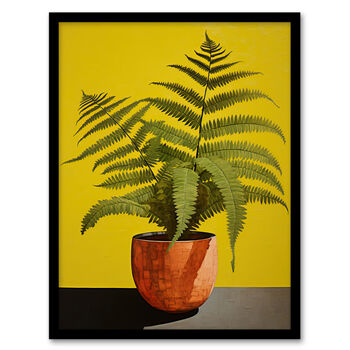 Flourishing Ferns House Plant On Yellow Wall Art Print, 5 of 6