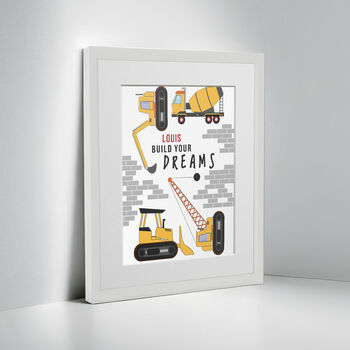 Personalised Construction Children's Nursery Framed Print, 7 of 10