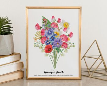 Personalised Birth Flower Grandma's Bunch Print, 5 of 10
