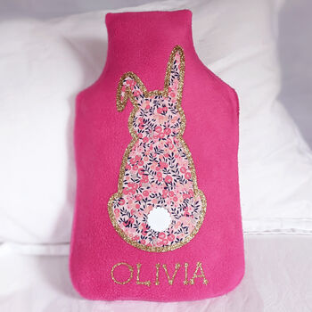 Liberty Rabbit Personalised Hot Water Bottle Cover, 2 of 3