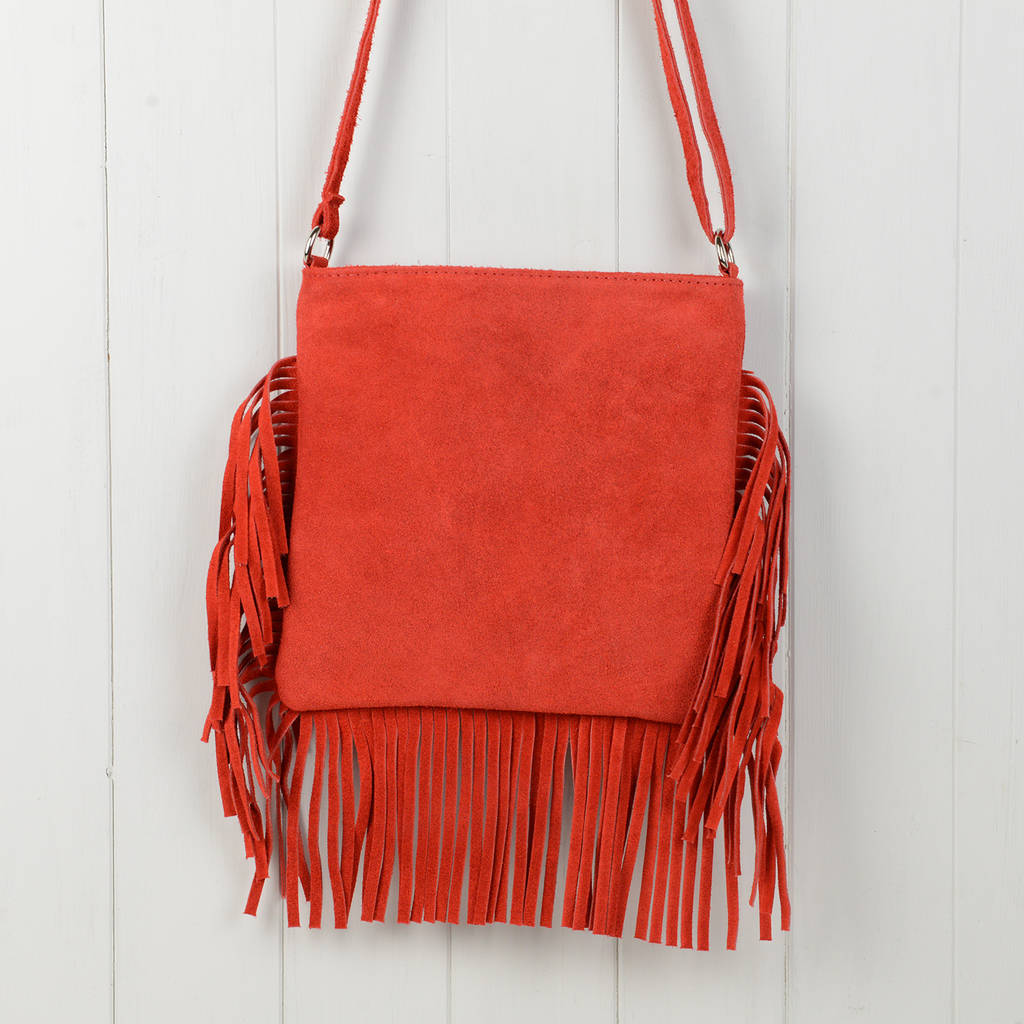 Suede Fringe Bag By Home & Glory