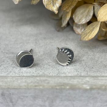 925 Sterling Silver Night And Day Studs, 5 of 10