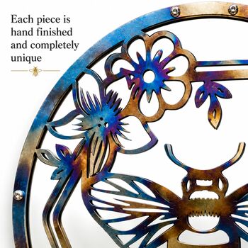 Metal Mirror Garden Wall Art Bee Sun Catcher Outdoor Plaque Gift, 4 of 5