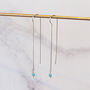 Sterling Silver Turquoise Threader Earrings, thumbnail 2 of 4