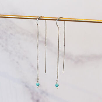 Sterling Silver Turquoise Threader Earrings, 2 of 4