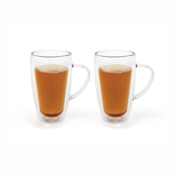 Double Wall Glass Coffee Or Tea Mug Set With Handle, 2 of 6