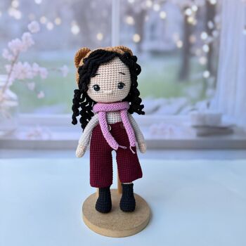 Curly Hair Crochet Doll, Handmade Toys, 2 of 12