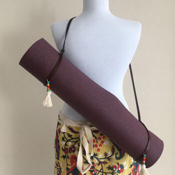 Genuine Leather Yoga Mat And Towel Carrier, 7 of 8