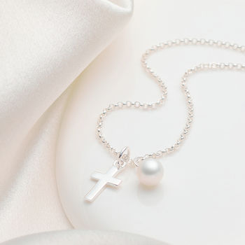 Girl's Sterling First Communion Cross Necklace, 2 of 7