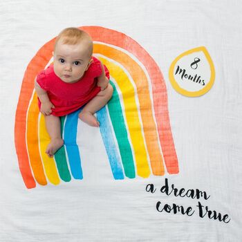 Rainbow Swaddle Blanket Milestone Cards Baby Gift Set, 4 of 8