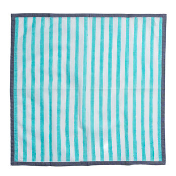 Block Stripe Napkins Set Of Two: Mint/White, 3 of 6