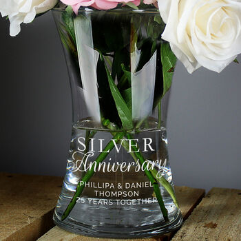 Personalised Silver Anniversary Glass Vase, 2 of 5