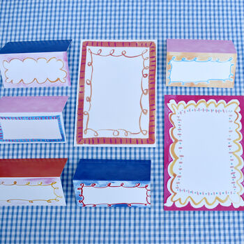 Recycled Wiggly Line Menu And Place Card Set, 10 of 12