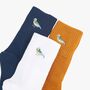 Women's Blue Tit Embroidered Cotton Ankle Socks Three Pack, thumbnail 1 of 4
