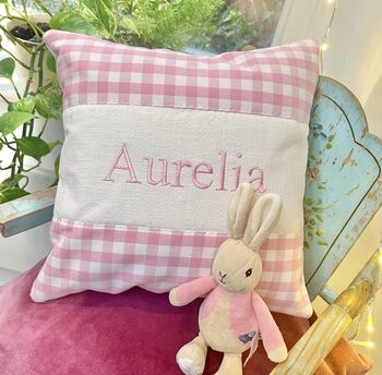 Gingham Name Cushion, 4 of 12