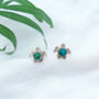 Gili Sea Turtle Turquoise Silver Stud Earrings, thumbnail 10 of 12