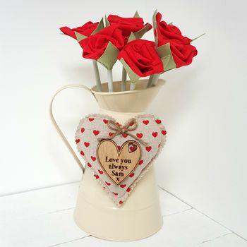 Personalised Cotton Anniversary Red Pink White Roses, 4 of 6
