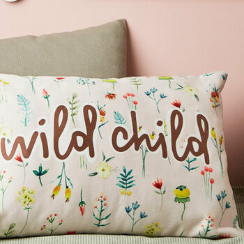 Children's Floral Wild Child Name Cushion, 3 of 3