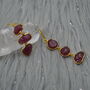 Red Raw Ruby Earrings: Gold Plated Silver, thumbnail 4 of 4