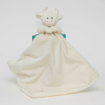 Cream Cow Baby Toy Comforter, Personalised, 4 of 4