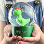 Personalised Name Only Dinosaur Glitter Snow Globe, thumbnail 1 of 3