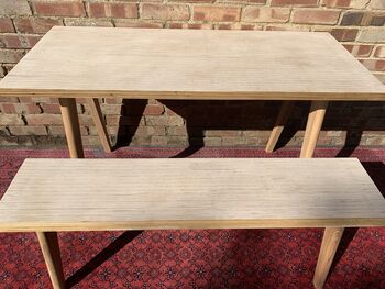 Modern Laminated Birchwood Bench With Tapered Legs, 2 of 12