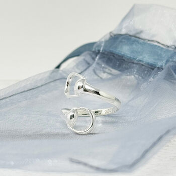 Sterling Silver Equestrian Horse Stirrup Wraparound Adjustable Ring, 2 of 7