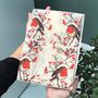 Christmas Robin Print Scarf In Personalised Gift Box. Secret Santa Christmas Gift, thumbnail 2 of 4