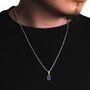 Silver Blue Diamond Pendant Necklace Chain For Men, thumbnail 1 of 12